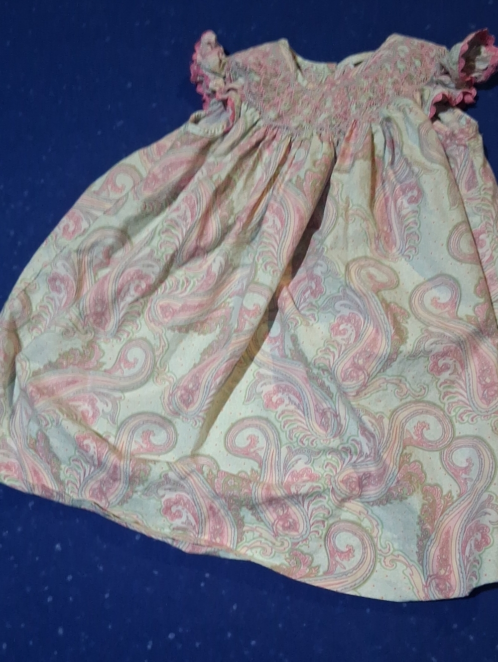 Smocked Paisley Casual Dress for Girls in Pink and Cream